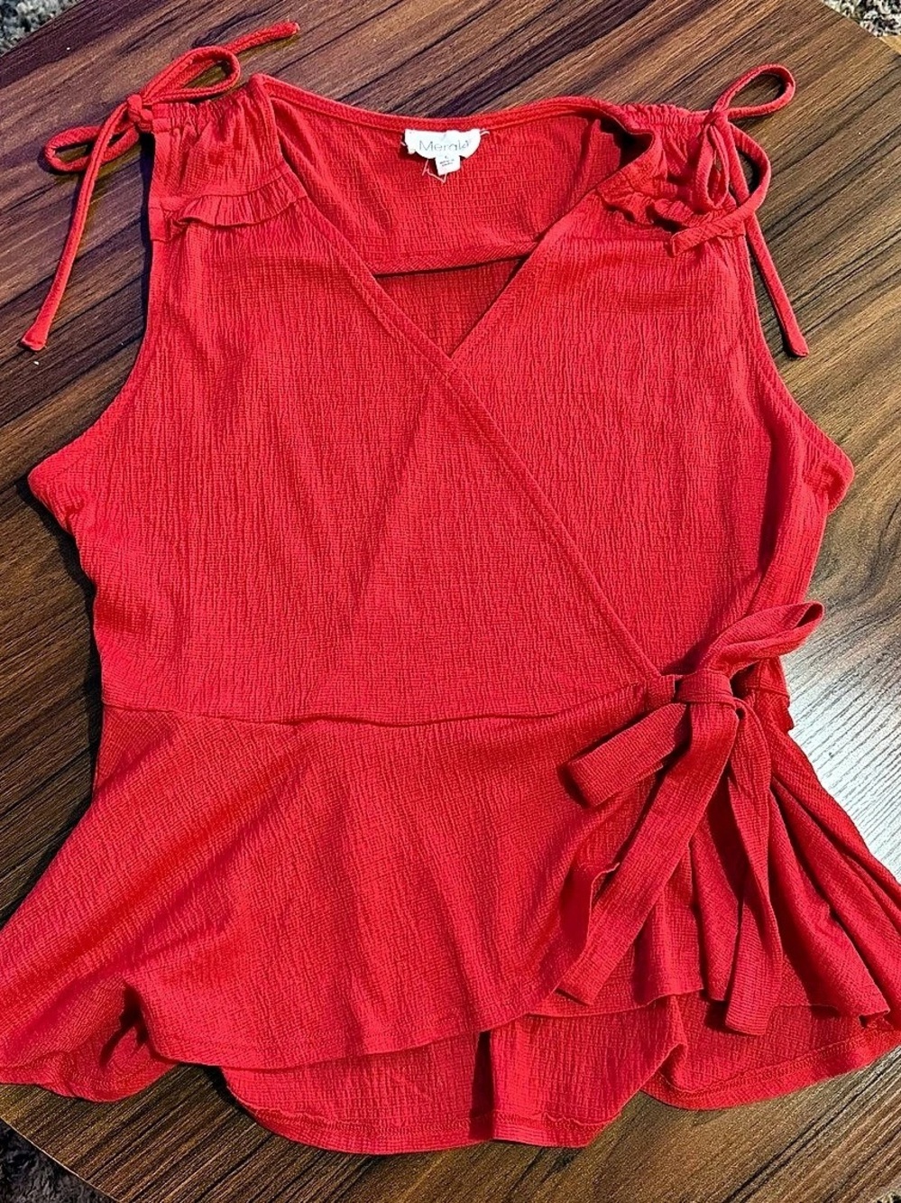 Meraki Red Wrap Peplum Camisole Size Large Like New